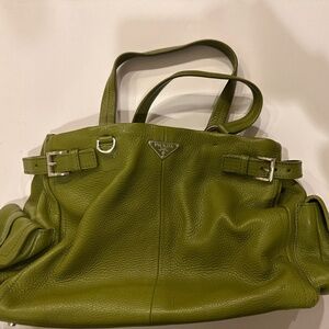 Vintage Prada Vitello Daino Green leather handbag